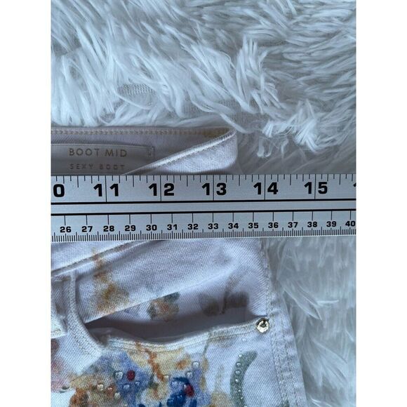 Guess Boot Mid Sexy Boot Floral Jeans Womens Sz 26 Embellishment Denim 26X32 - Picture 11 of 14